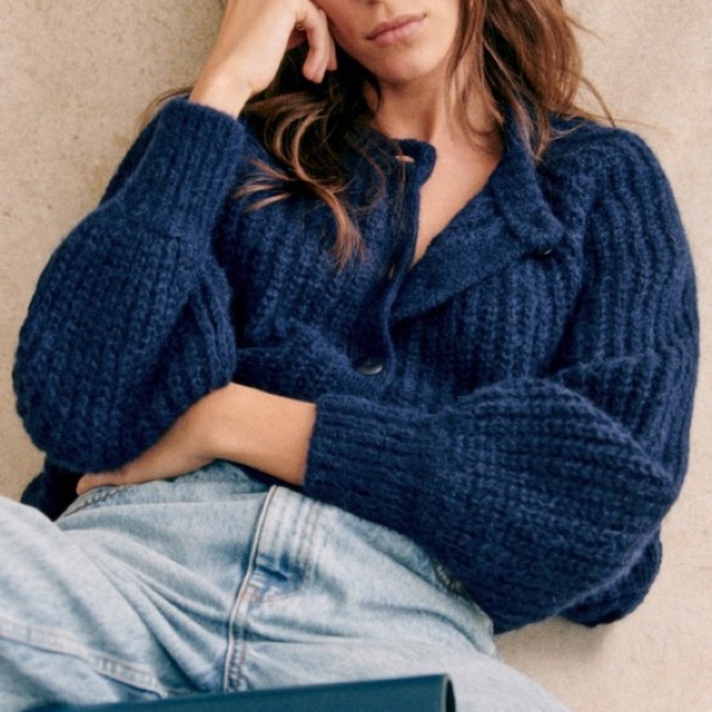 Sezane Emile Cardigan, Navy, size Small S